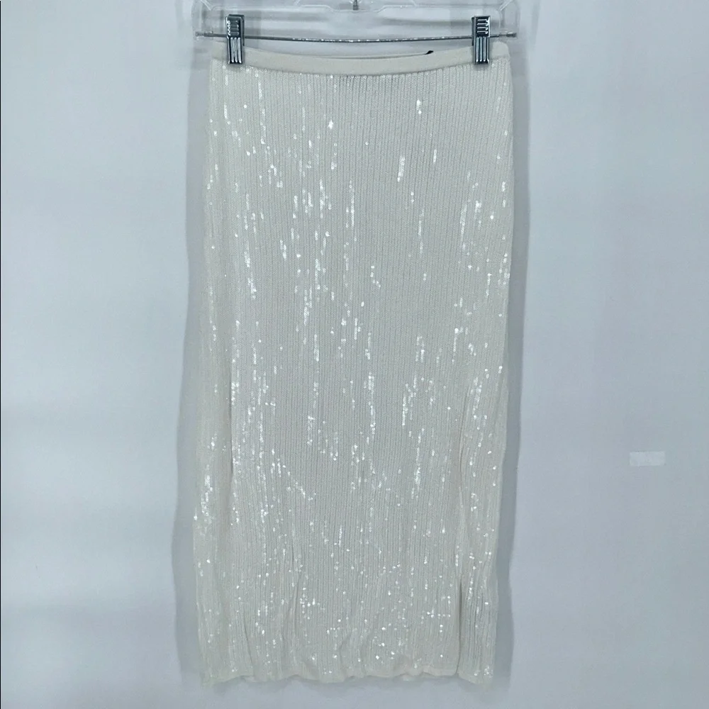 New Zara Women’s White Sequin Skirt Size Small Limited Edition - Picture 3 of 9